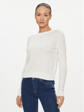 Tommy Jeans Tommy Jeans Sveter Essential DW0DW16534 Biela Regular Fit