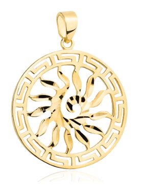 Fugart Fugart Naszyjnik Zawieszka złota słońce i grecki wzór FUG6-17-Z00342-2 Złoty