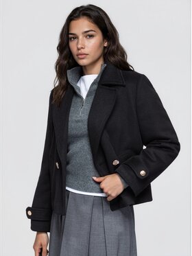 Ombre Ombre Płaszcz przejściowy OW-COLC-0121 Czarny Oversize