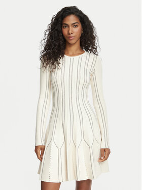 Elisabetta Franchi Elisabetta Franchi Strickkleid AM-39Q-67E2-V590 Creme Fitted Fit