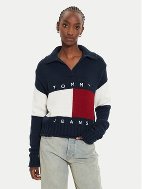 Tommy Jeans Tommy Jeans Megztinis Flag Rugby DW0DW18677 Tamsiai mėlyna Relaxed Fit