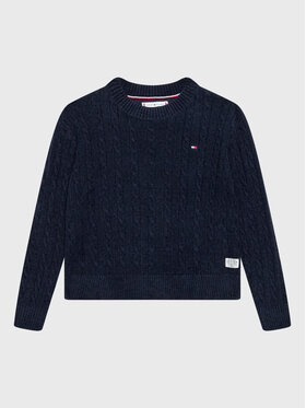 Tommy Hilfiger Tommy Hilfiger Sweter Chenille Cable KG0KG06908 Granatowy Regular Fit