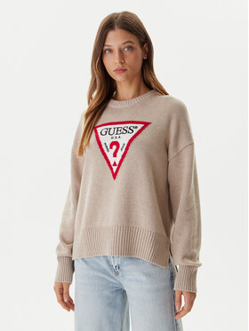 Guess Jeans Guess Jeans Džemperis W4BR12 Z3HM1 Bēšs Relaxed Fit
