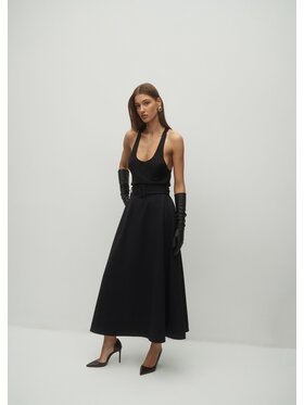 Le Collet Le Collet Spódnica midi KAVA Czarny A-Line Fit
