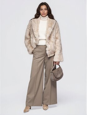 Ombre Ombre Futro OW-FR-E0010 Beżowy Relaxed Fit
