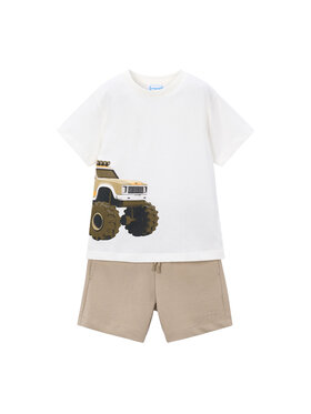 Mayoral Mayoral Komplet t-shirt i spodenki 3605 Beżowy Regular Fit