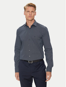 Calvin Klein Calvin Klein Košulja Poplin 2Tones Print Slim K10K113545 Tamnoplava Slim Fit