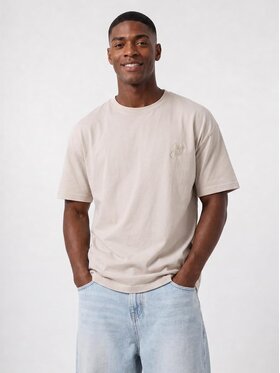 Jigga Wear Jigga Wear T-Shirt Szeroka luźna 131111 Brązowy Oversize
