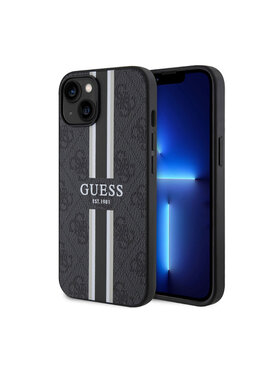Guess Guess Etui na telefon 4G Printed Stripes MagSafe Czarny