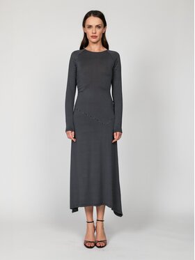 Nudyess Nudyess Sukienka codzienna Hamal Midi Szary Fitted Fit