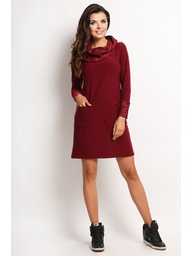 Awama Awama Úpletové šaty A113 Bordová Basic Fit