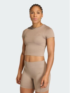 adidas adidas Koszulka techniczna 158656 Brązowy Fitted Fit