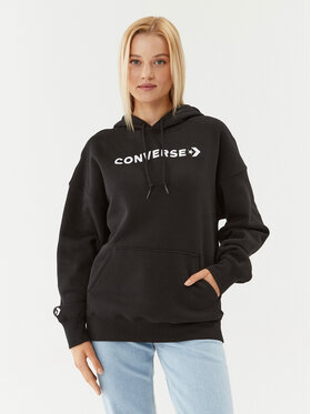 Converse Converse Felpa Wordmark Fleece Hoodie Emb 10025690-A06 Nero Regular Fit