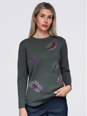 Ombre Ombre Sweter OW-SW-E0027 Zielony Regular Fit