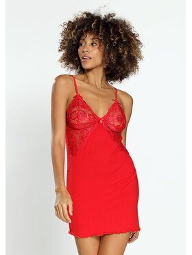 DKaren Lingerie DKaren Lingerie Halka Flawia Czerwony Slim Fit