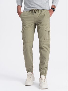 Ombre Ombre Joggers kalhoty OM-PAJO-0123 Khaki Regular Fit