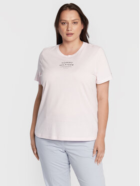 Tommy Hilfiger Curve Tommy Hilfiger Curve Тишърт Printed WW0WW34318 Розов Regular Fit