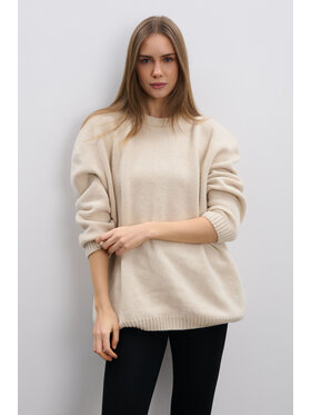 Fobya Fobya Sweter F2115 Beżowy Basic Fit