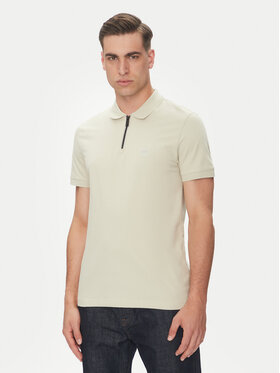 BOSS BOSS Тениска с яка и копчета Passerzip 50537507 Бежов Slim Fit