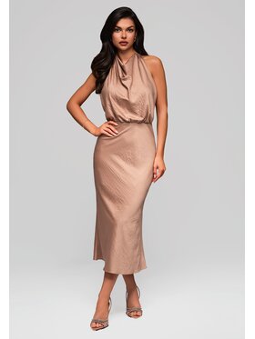 Ombre Ombre Sukienka wieczorowa LA-OM-DLR129 Brązowy Slim Fit