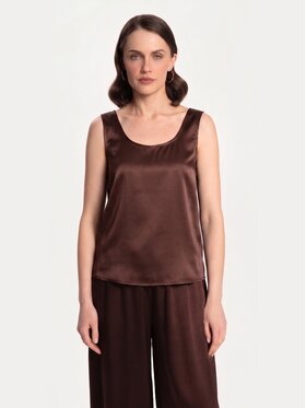 Cat&Cat Cat&Cat Top jedwabny basic Brązowy Regular Fit