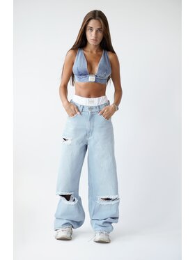 MissDenim MissDenim Spodnie damskie Baggy Fit Niebieski Baggy Fit
