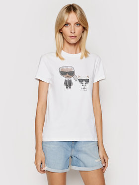 KARL LAGERFELD KARL LAGERFELD T-shirt Ikonik Rhinestone 210W1725 Bianco Regular Fit