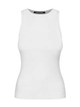 Laretaggio Laretaggio Tank top Milla ribbed open back top Biały Slim Fit
