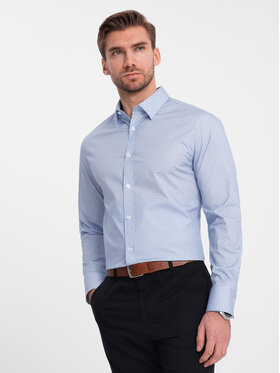 Ombre Ombre Koszula OM-SHCS-0152 Niebieski Regular Fit