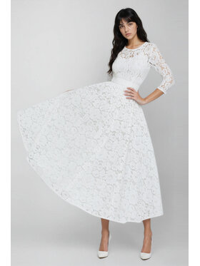 MATSOUR'I MATSOUR'I Sukienka elegancka Vicktoria White Biały A-Line Fit