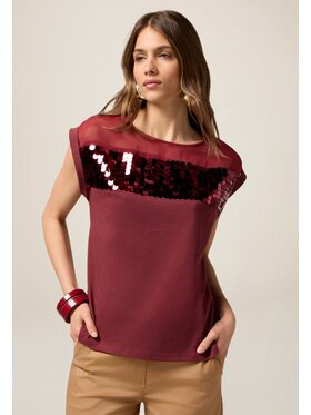 Oltre Oltre T-Shirt G086J004311N036 Bordowy Regular Fit
