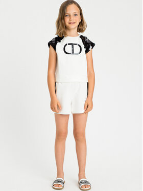 TWINSET TWINSET Komplet bluzka i szorty sportowe 231GJ2110 Biały Regular Fit