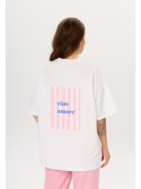 Mirons Mirons T-Shirt Print Biały Oversize