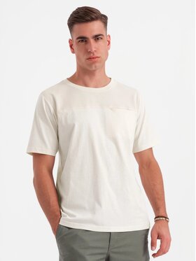 Ombre Ombre T-Shirt OM-TSCT-0171 Biały Loose Fit