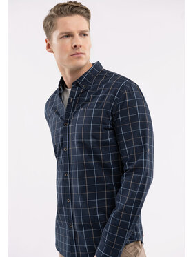 Volcano Volcano Koszula K-GARUPO Niebieski Slim Fit