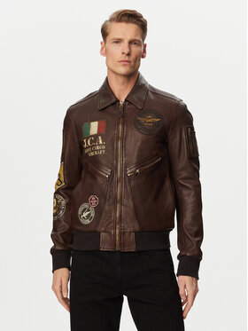 Aeronautica Militare Aeronautica Militare Geacă de piele 261PN5056U100839 Maro închis Regular Fit