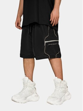 MADE BY SOCIETY MADE BY SOCIETY Spodnie materiałowe Bermude MONOLITH - B17311 Czarny Basic Fit