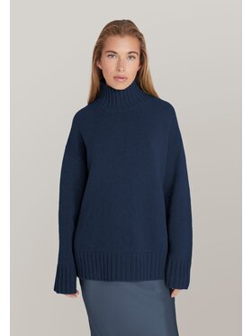 Style Republic Style Republic Golf Sweter o kroju oversize typu boxy, z mieszanki kaszmiru i wełny Granatowy Boxy Fit
