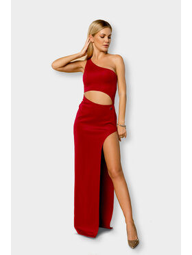MANDRAGORA MANDRAGORA Sukienka wieczorowa Uniquely me Bordowy Slim Fit