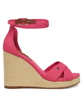 Tommy Hilfiger Tommy Hilfiger Sandały Flag High Wedge Espad Crisscross FW0FW08661 Różowy
