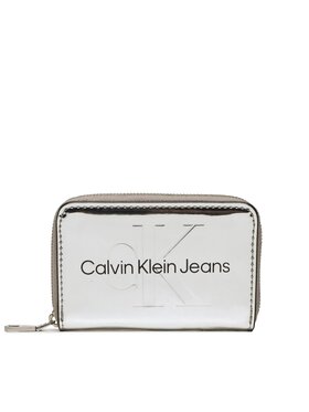 Calvin Klein Jeans Calvin Klein Jeans Малък дамски портфейл Sculpted Med Zip Around K60K610405 Сребрист