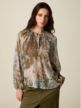 Oltre Oltre Bluzka 2076J000852N0S5 Brązowy Regular Fit