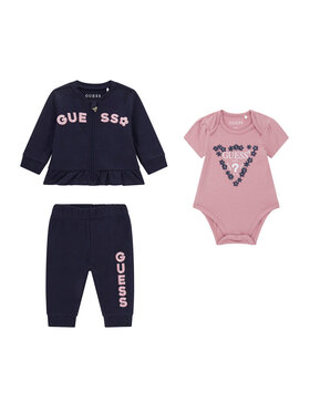 Guess Guess Džempera ar kapuci, bodija un sporta bikšu komplekts S6YG10 K3951 Tumši zils Regular Fit