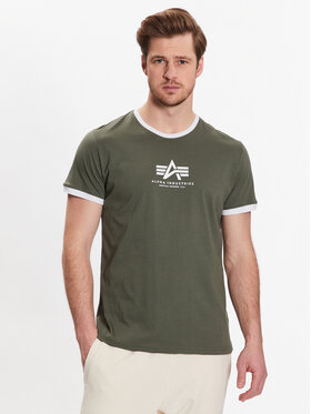 Alpha Industries Alpha Industries T-shirt Basic T Contrast 106501 Verde Regular Fit