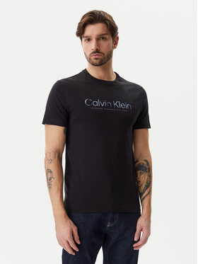 Calvin Klein Calvin Klein Tricou Satin Bonded Logo K10K114162 Negru Regular Fit