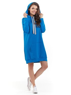 Awama Awama Úpletové šaty A212 Modrá Basic Fit