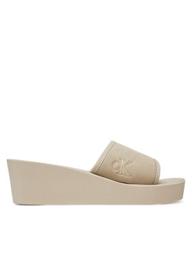 Calvin Klein Jeans Calvin Klein Jeans Шльопанці Beach Wedge Slide Canvas YW0YW01725 Бежевий