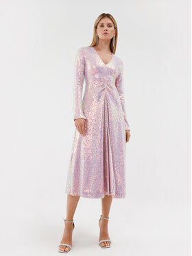 ROTATE ROTATE Коктейлна рокля Sequin Midi 1113722208 Розов Regular Fit