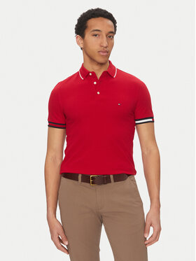 Tommy Hilfiger Tommy Hilfiger Tricou polo Flag Cuff MW0MW38458 Roșu Slim Fit