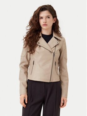 Noisy May Noisy May Bunda z imitácie kože Rebel 27000741 Béžová Slim Fit